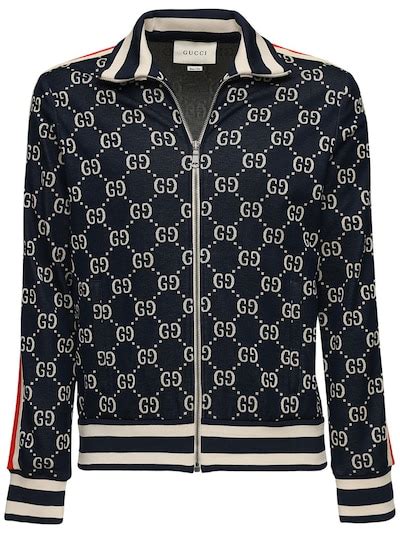 giacca gucci uomo blu api|Giacca sportiva gg supreme jacquard con zip .